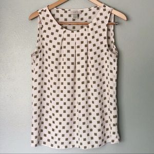 LOFT Cream Floral Tank Top Small